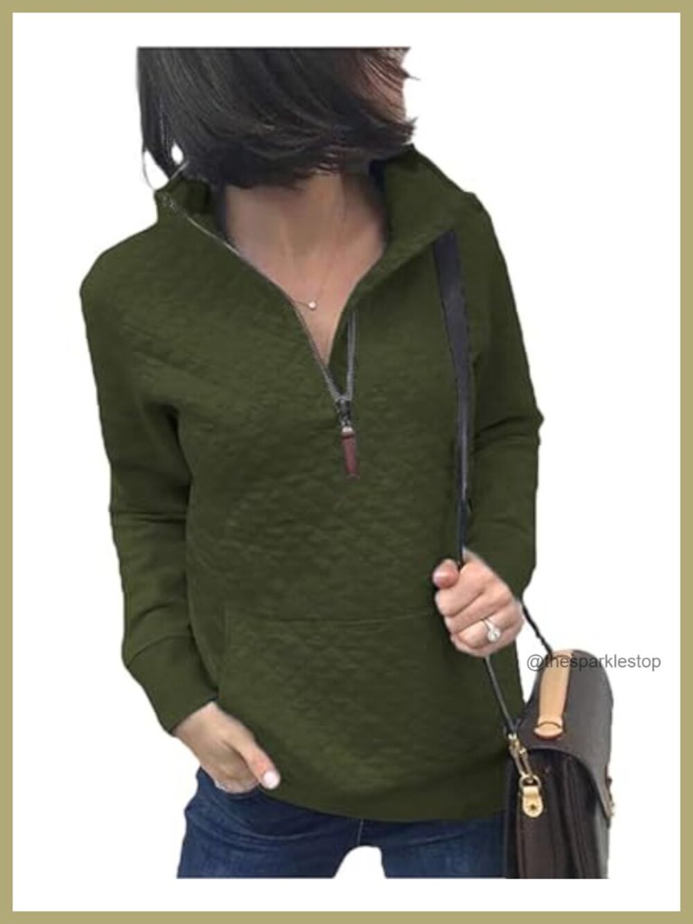 BTFBM Quarter Zip Quilted Sweatshirt Relaxed Fit Pullover Women